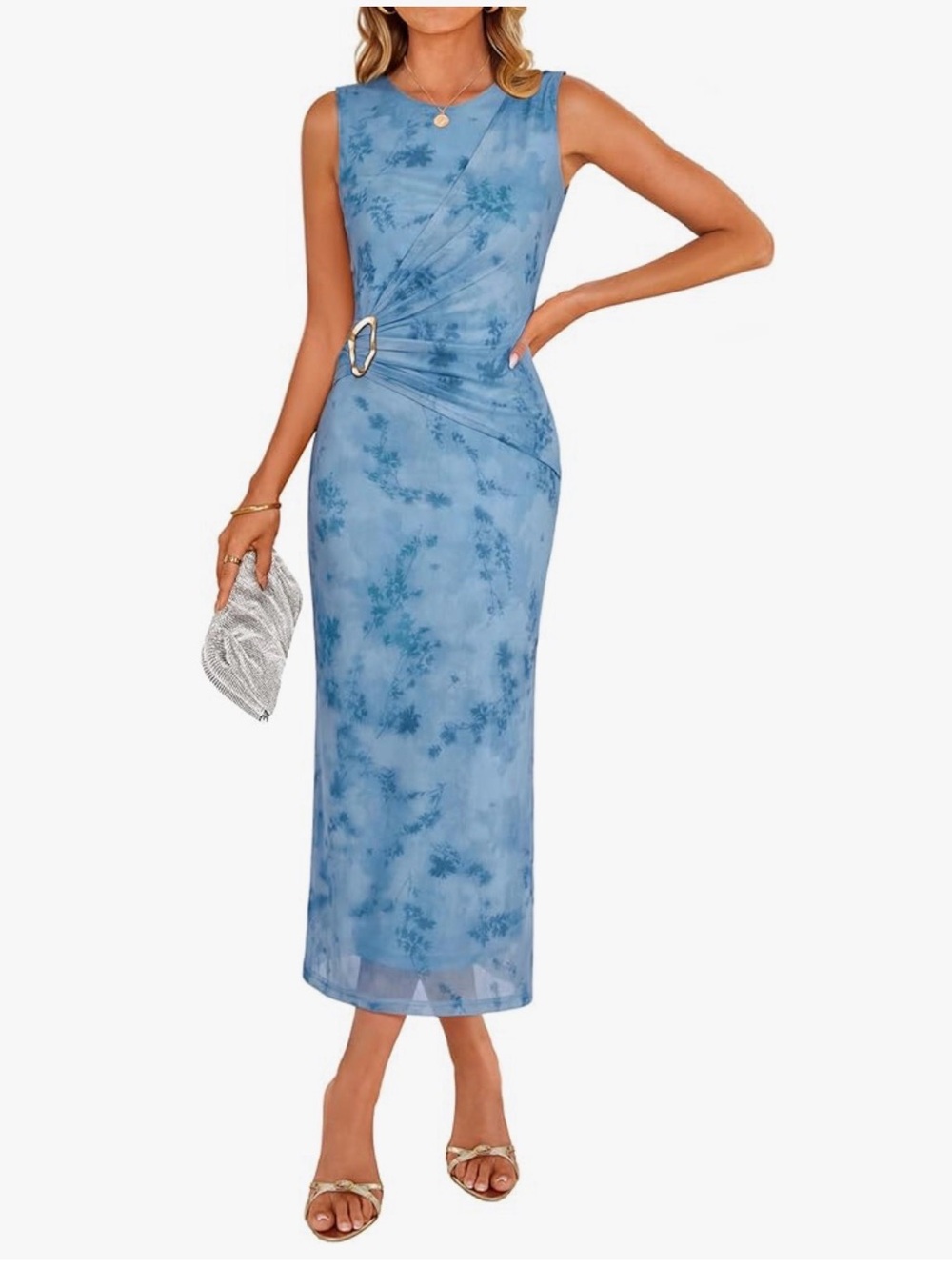 NWT BLUE BODYCON MIDI DRESS-S